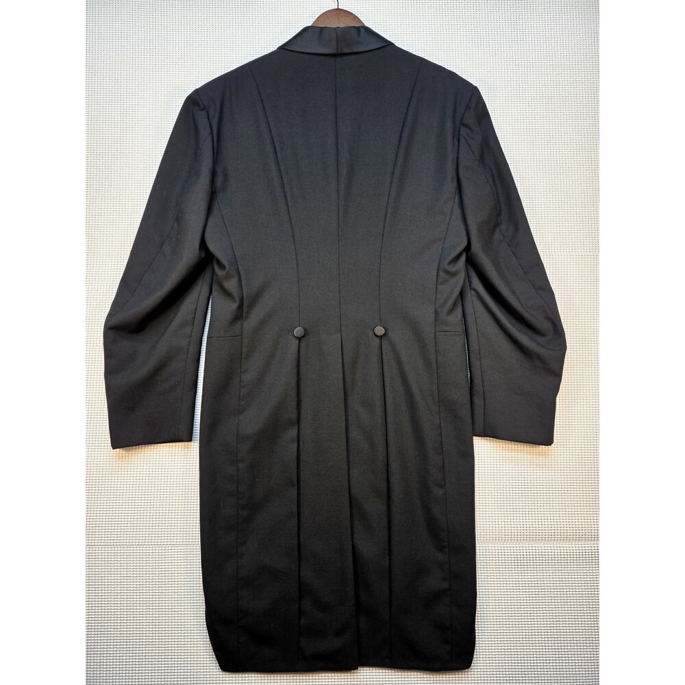 VTG 80s Lord West Black Tuxedo Tailcoat 41L Wool Shawl Lapel Formal Dress Jacket - Picture 2 of 12